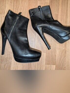 Stuart Weitzman Black Leather Platform Ankle Booties
